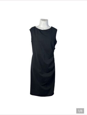 Miusol Dress XL Black Sleeveless Sheath Ruched Side Scoop Neck Midi Stretch